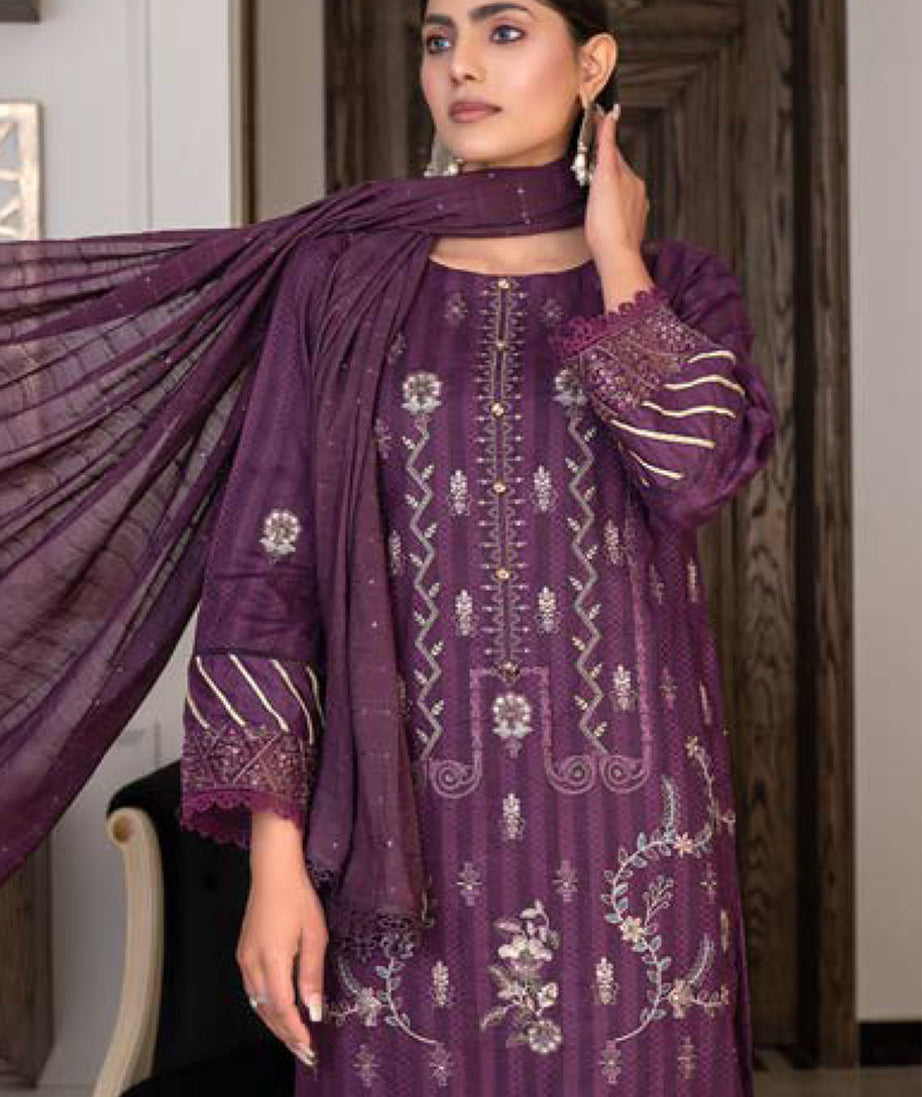 Noor Jahan R/Qamar Emb Lawn'24 (Purple)