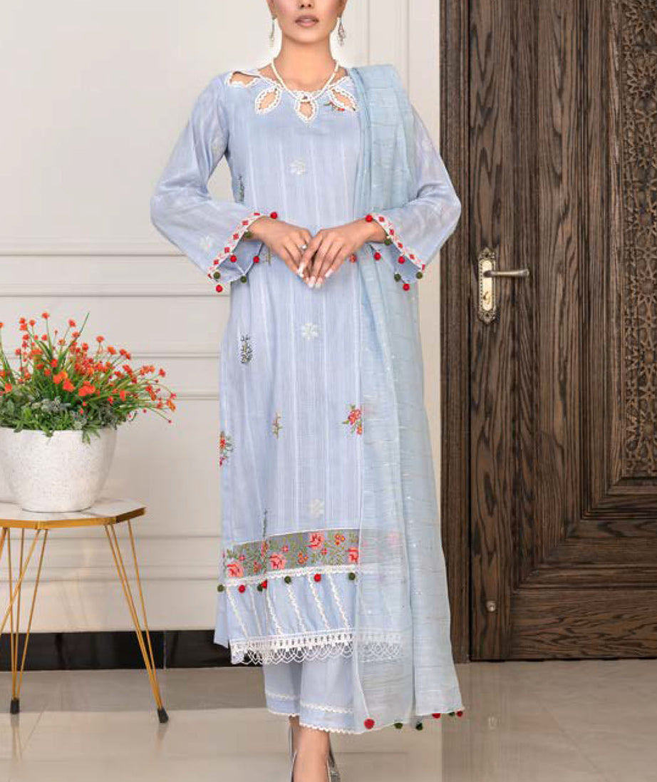 Noor Jahan R/Qamar Emb Lawn'24 (S Blue)