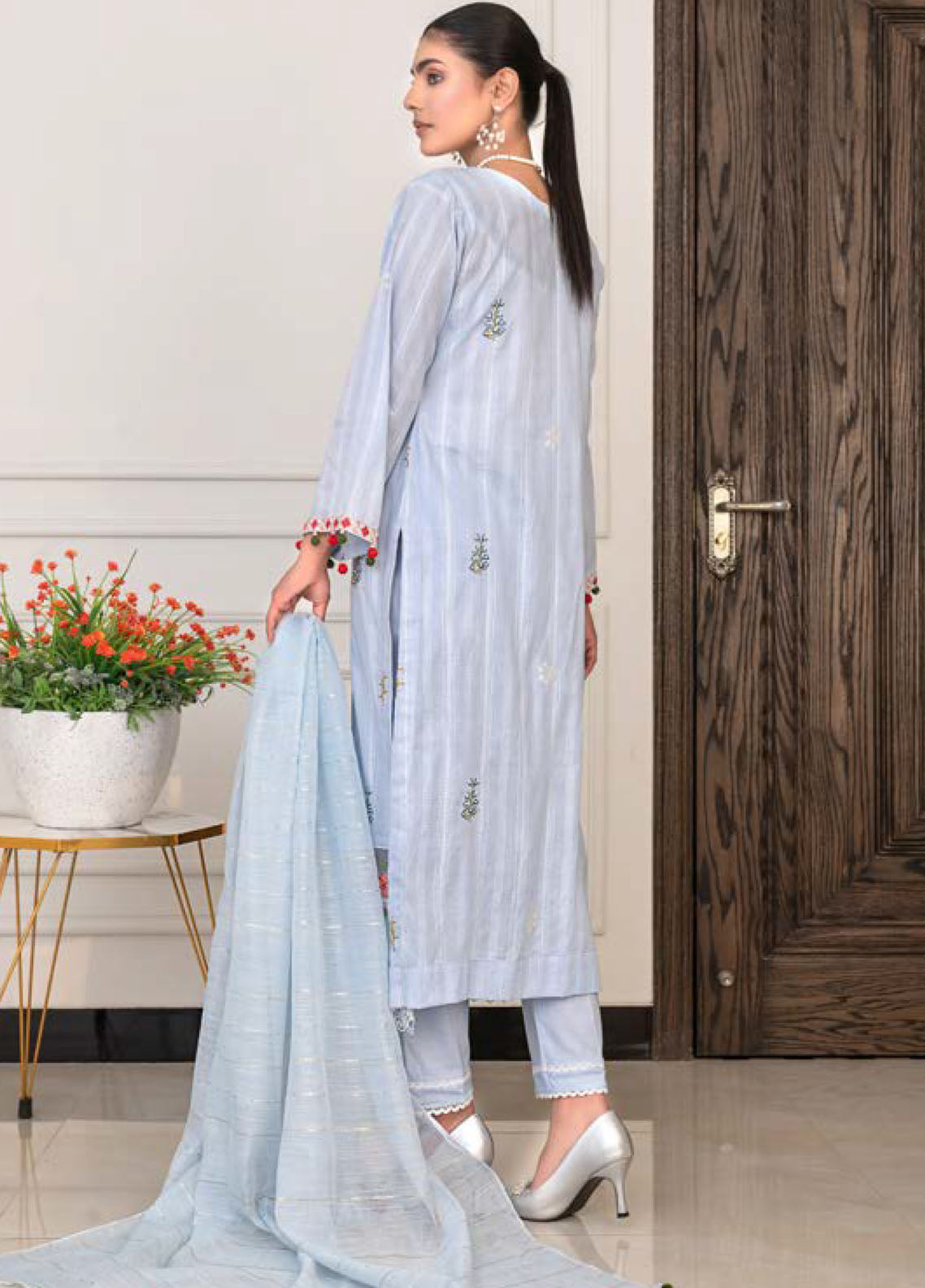 Noor Jahan R/Qamar Emb Lawn'24 (S Blue)  Tradition Stores