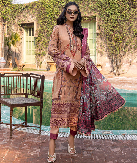 Sana & Sara Print Lawn`22 D#18 Peach