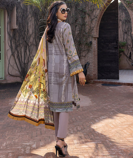 Sana &amp; Sara Print Lawn`22 D#12 L Brown