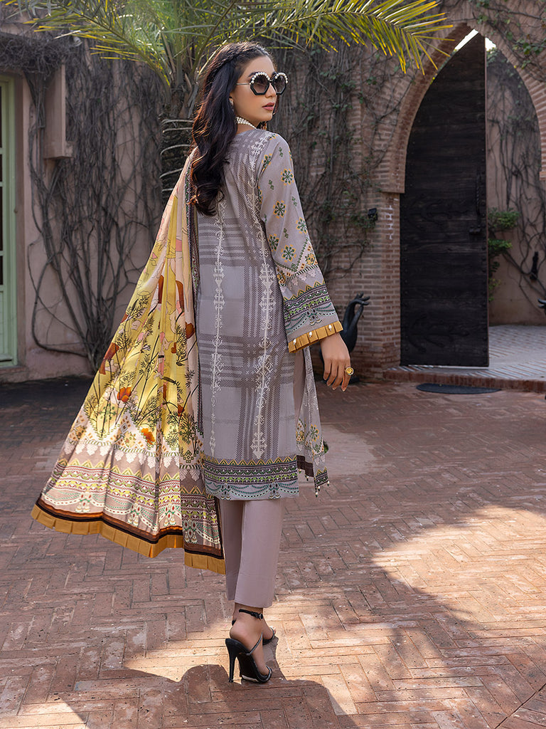 Sana &amp; Sara Print Lawn`22 D#12 L Brown