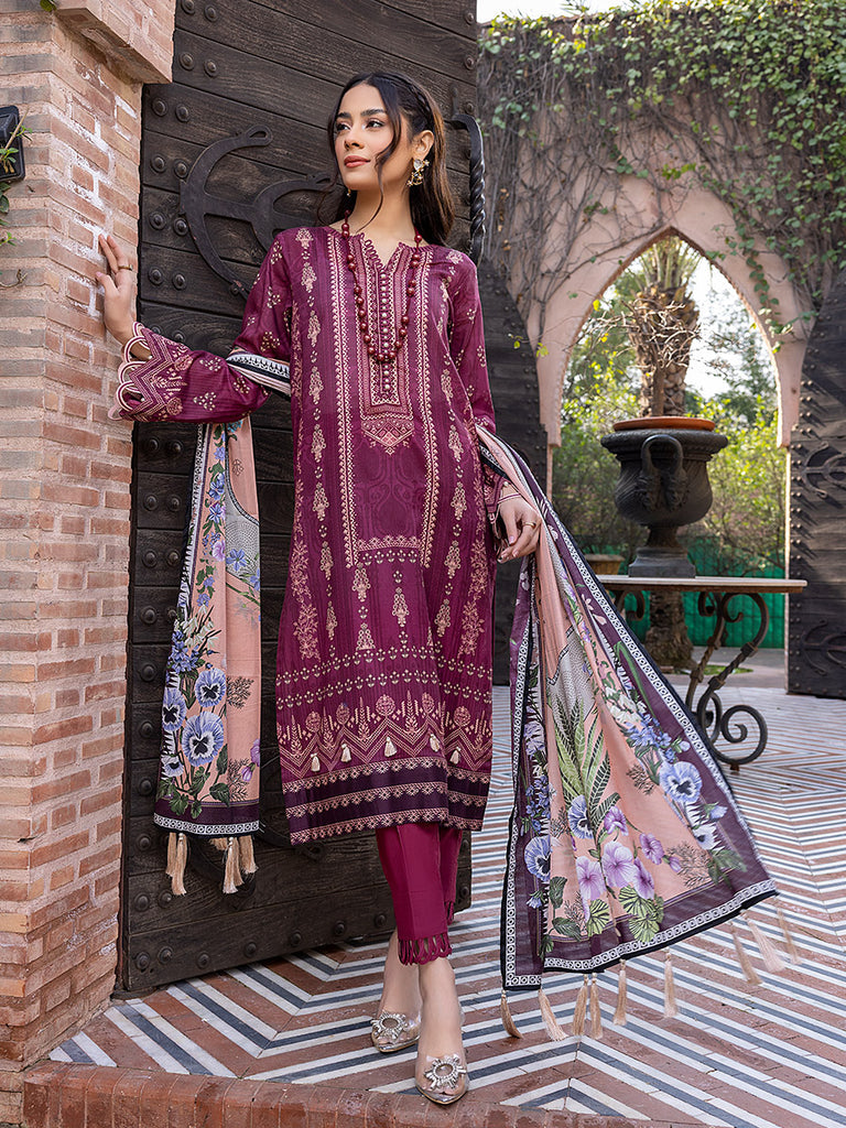 Sana & Sara Print Lawn`22 D#05 Maroon