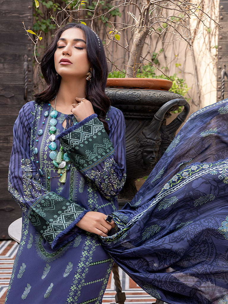 Sana & Sara Print Lawn`22 D#20 Blue