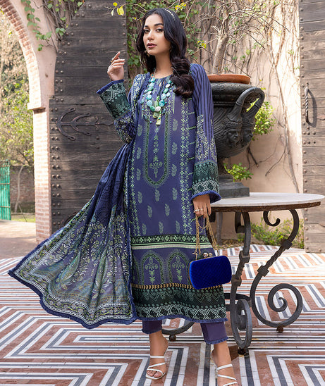 Sana & Sara Print Lawn`22 D#20 Blue