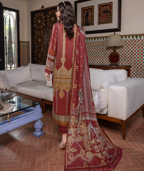 Sana &amp; Sara Print Lawn`22 D#09 Maroon