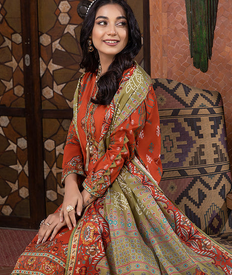 Sana &amp; Sara Print Lawn`22 D#06 Rust