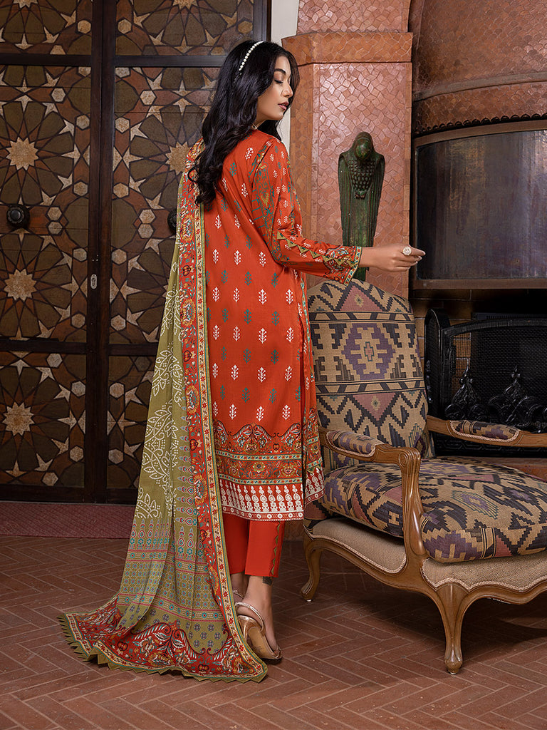 Sana &amp; Sara Print Lawn`22 D#06 Rust