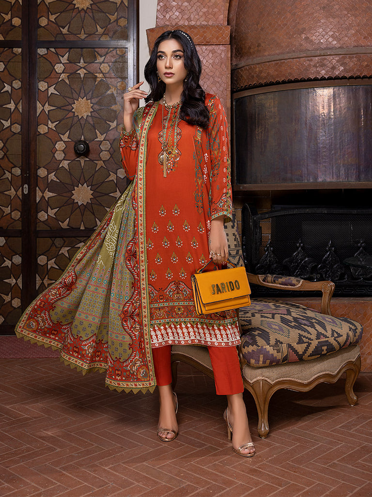 Sana &amp; Sara Print Lawn`22 D#06 Rust