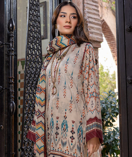 Sana &amp; Sara Print Lawn`22 D#14 Skin