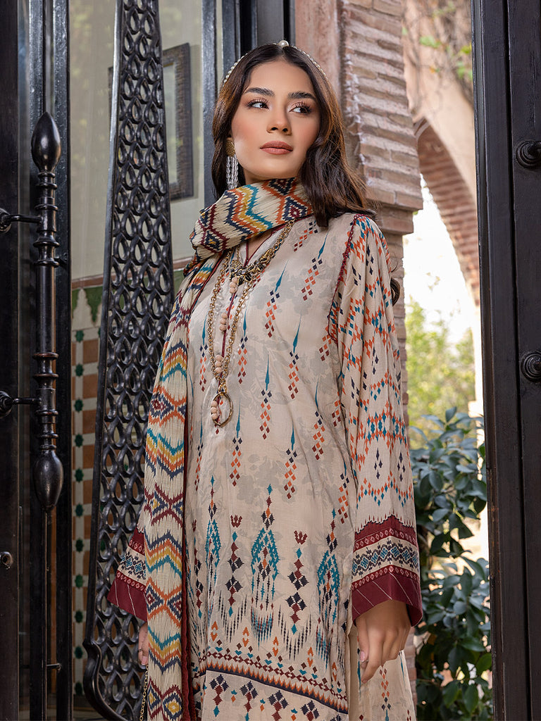 Sana &amp; Sara Print Lawn`22 D#14 Skin