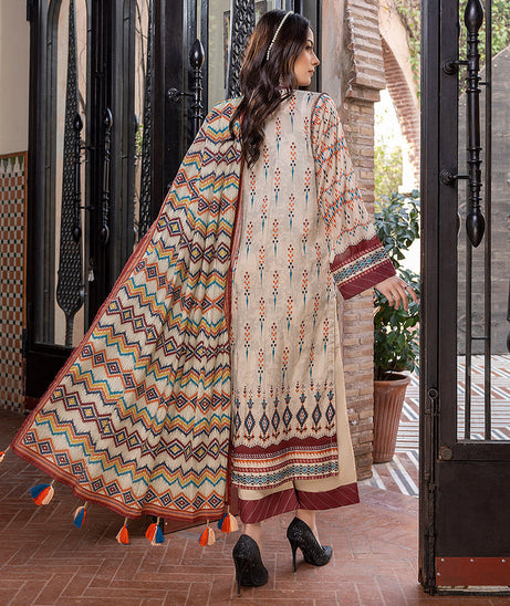 Sana &amp; Sara Print Lawn`22 D#14 Skin