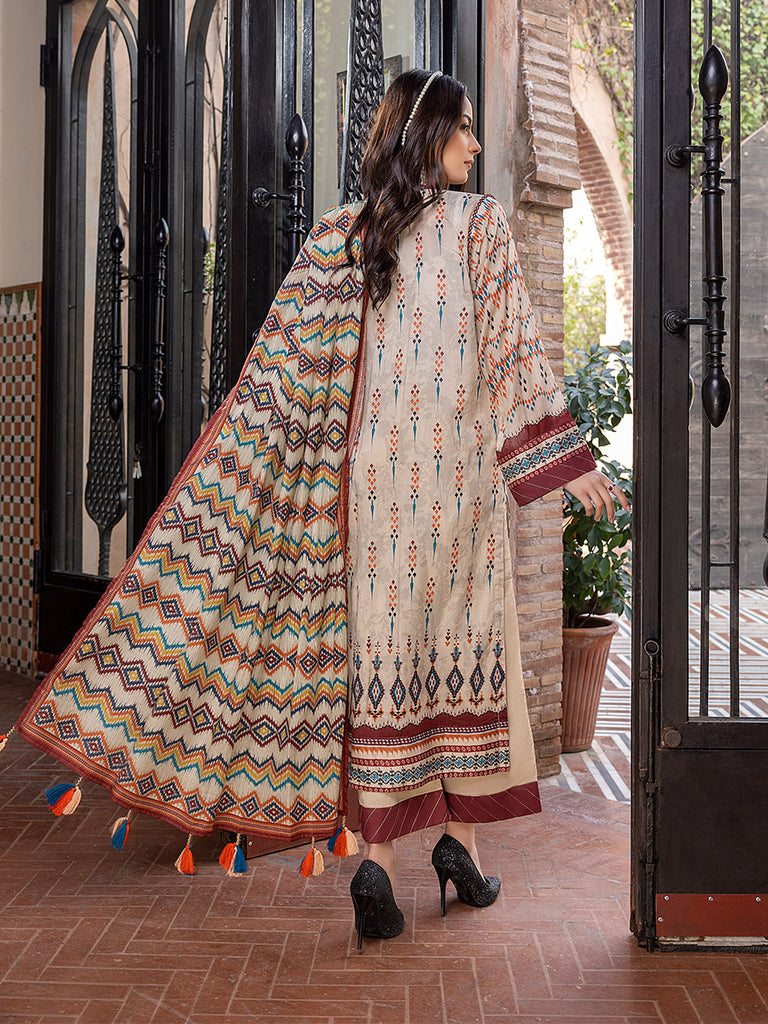 Sana &amp; Sara Print Lawn`22 D#14 Skin