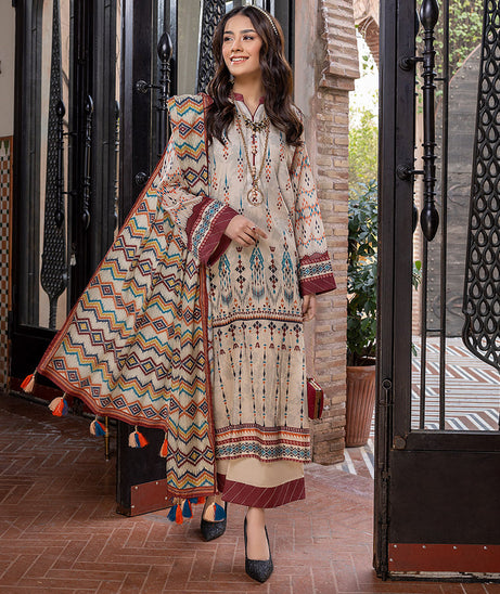 Sana &amp; Sara Print Lawn`22 D#14 Skin