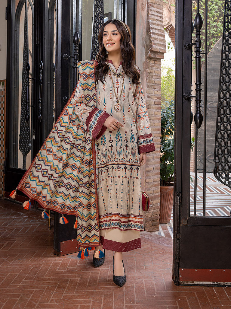 Sana &amp; Sara Print Lawn`22 D#14 Skin