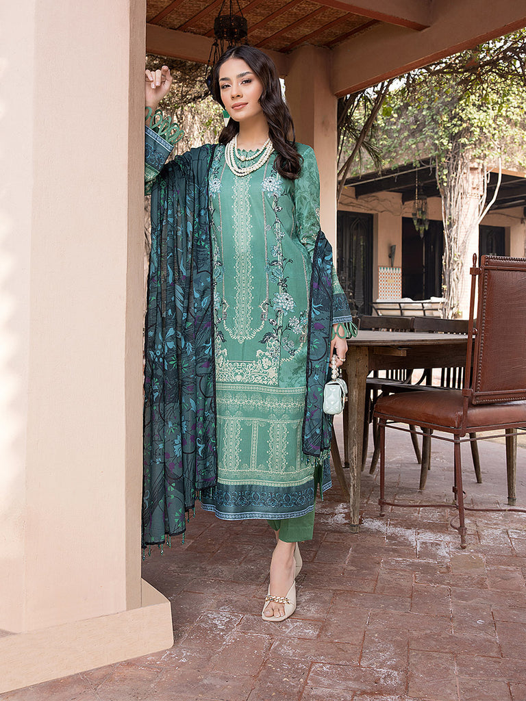 Sana &amp; Sara Print Lawn`22 D#16 Green