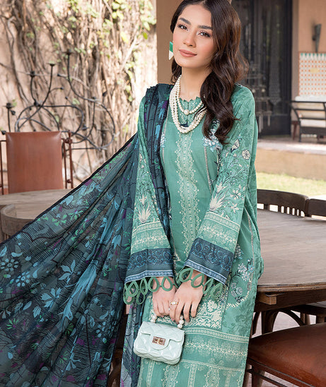 Sana &amp; Sara Print Lawn`22 D#16 Green