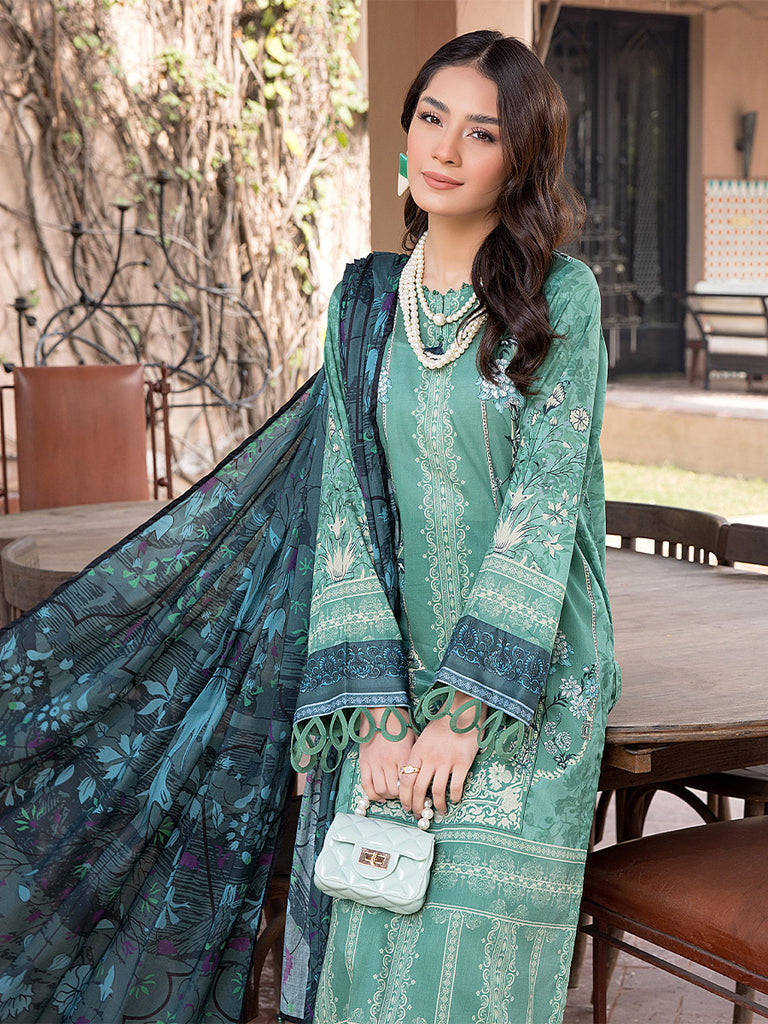 Sana &amp; Sara Print Lawn`22 D#16 Green