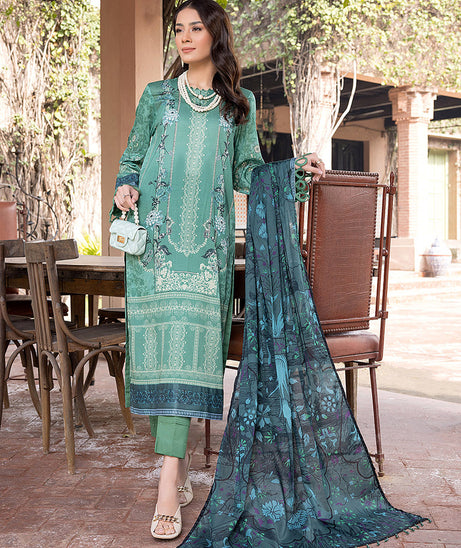 Sana &amp; Sara Print Lawn`22 D#16 Green