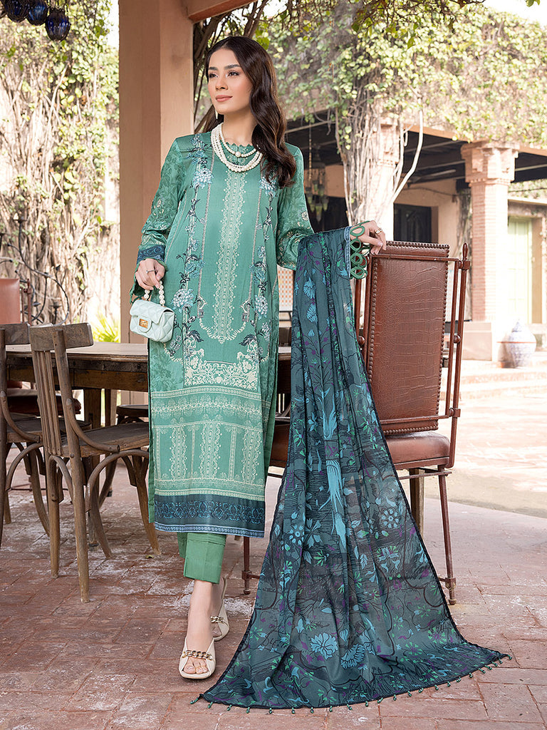 Sana &amp; Sara Print Lawn`22 D#16 Green