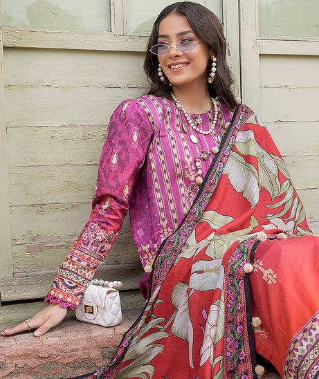 Sana &amp; Sara Print Lawn`22 D#19 Magenda