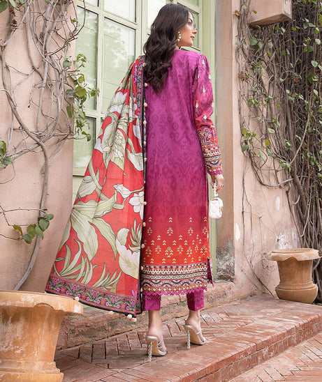 Sana &amp; Sara Print Lawn`22 D#19 Magenda