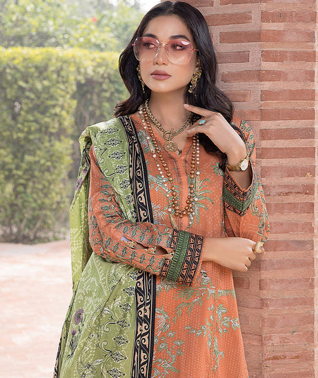 Sana & Sara Print Lawn`22 D#21 Rust
