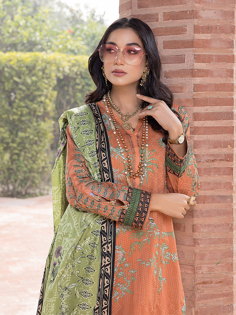 Sana & Sara Print Lawn`22 D#21 Rust