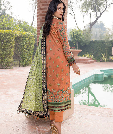 Sana & Sara Print Lawn`22 D#21 Rust