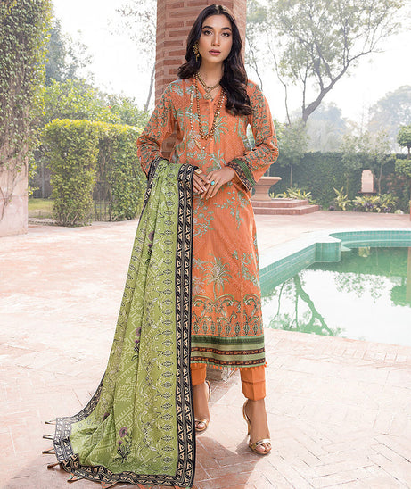 Sana & Sara Print Lawn`22 D#21 Rust