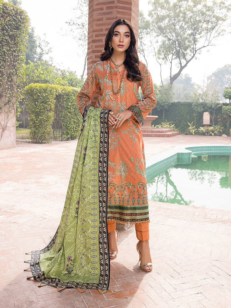 Sana & Sara Print Lawn`22 D#21 Rust