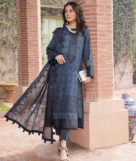Sana &amp; Sara Print Lawn`22 D#23 Grey