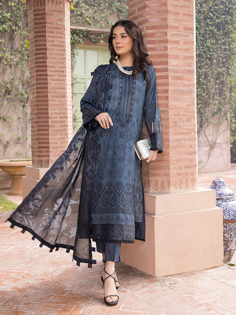 Sana &amp; Sara Print Lawn`22 D#23 Grey