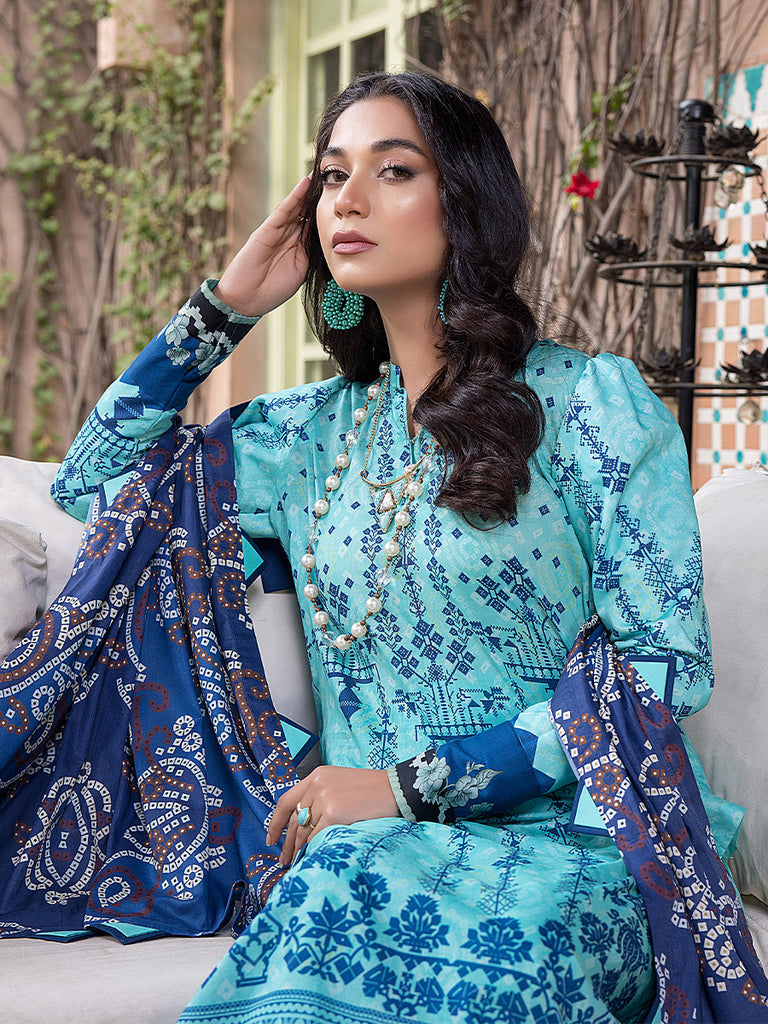 Sana &amp; Sara Print Lawn`22 D#15 Ferozi