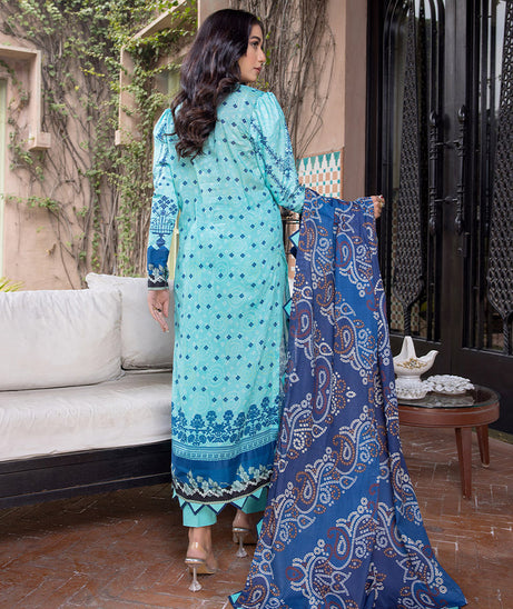 Sana &amp; Sara Print Lawn`22 D#15 Ferozi