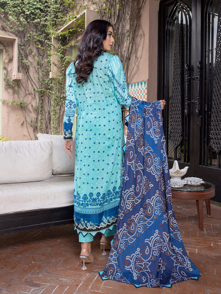 Sana &amp; Sara Print Lawn`22 D#15 Ferozi