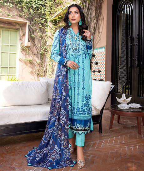 Sana &amp; Sara Print Lawn`22 D#15 Ferozi