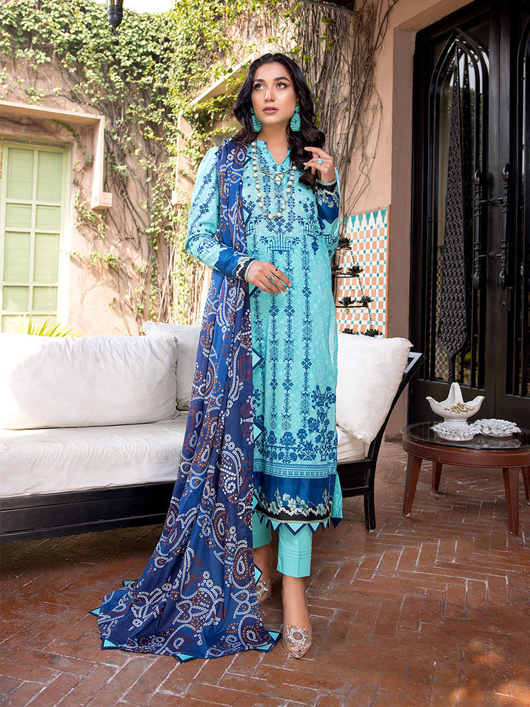Sana &amp; Sara Print Lawn`22 D#15 Ferozi