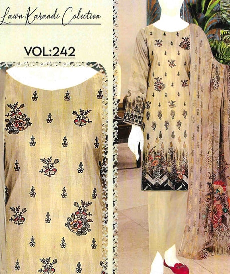 Saqaafah D Karandi Lawn'23 D#923 Lemon