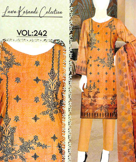 Saqaafah D Karandi Lawn'23 D#923 Yellow