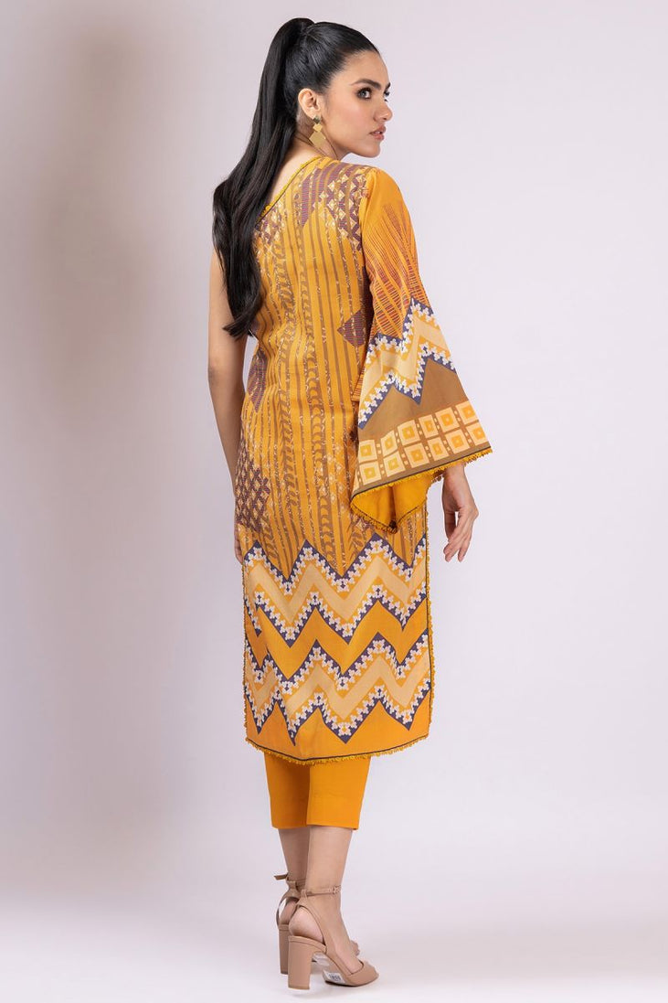 Al Karam Print SS Shirt`22 SS#59 Yellow