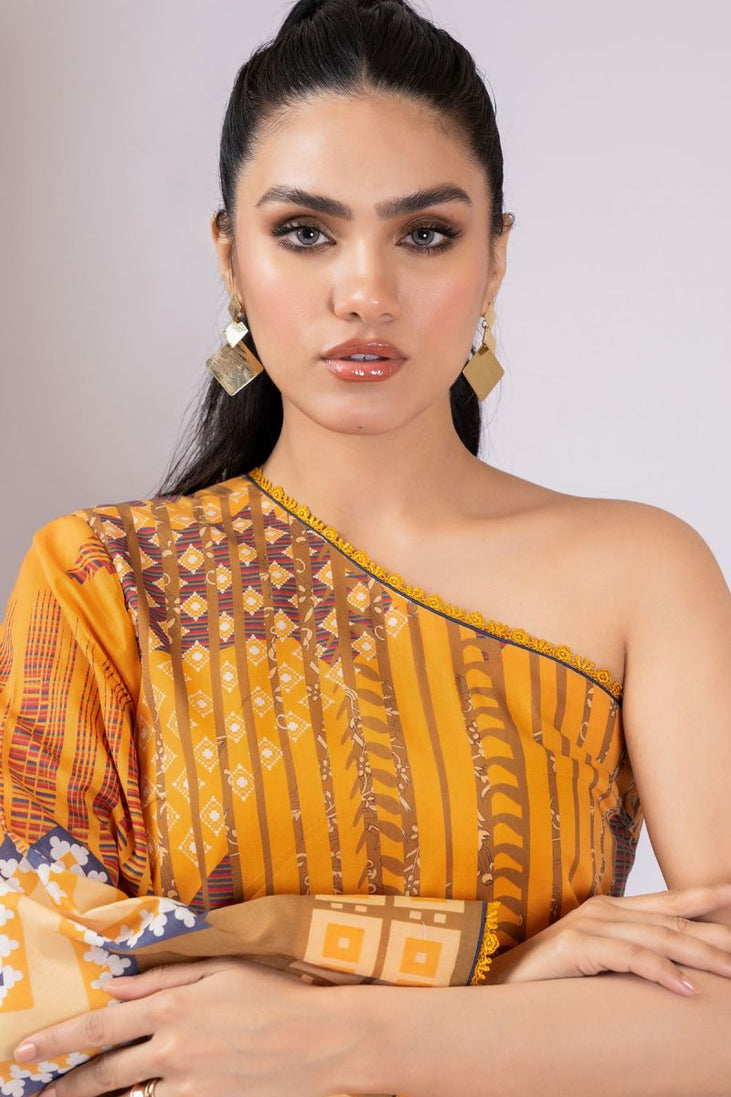 Al Karam Print SS Shirt`22 SS#59 Yellow