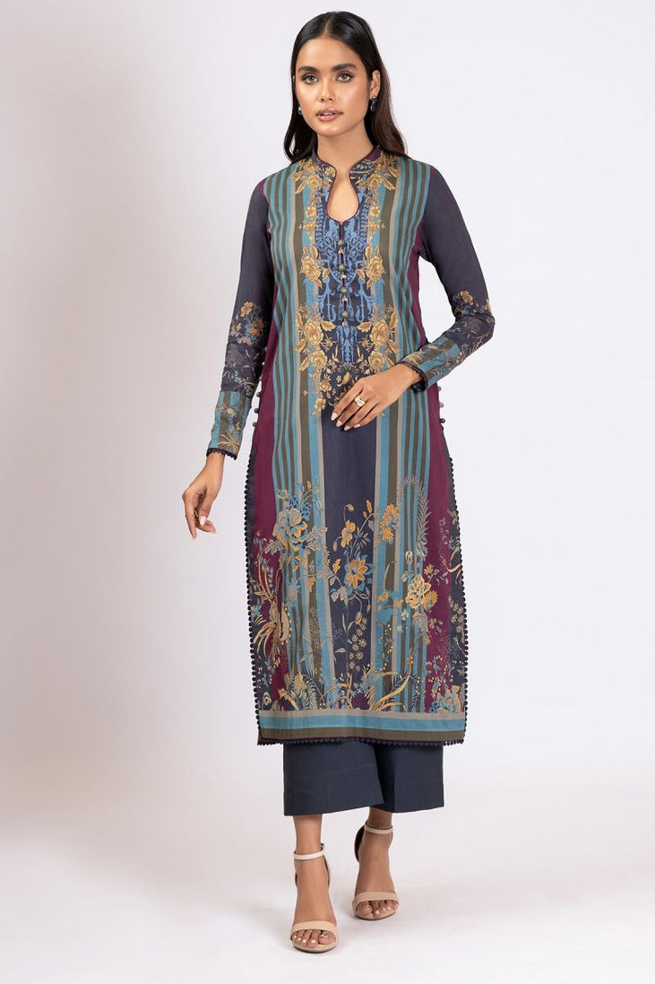 Al Karam Print SS Shirt`22 SS#60 N Blue