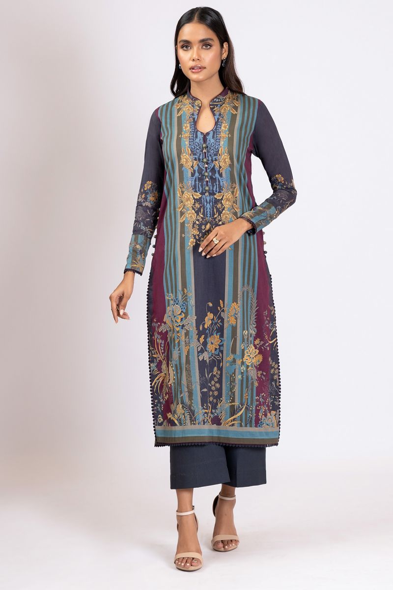 Al Karam Print SS Shirt`22 SS#60 N Blue