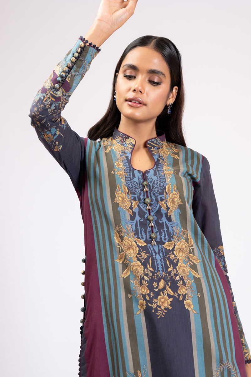 Al Karam Print SS Shirt`22 SS#60 N Blue