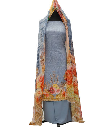 Viscose Print Chiffon Dupatta 3Pcs D#1-03