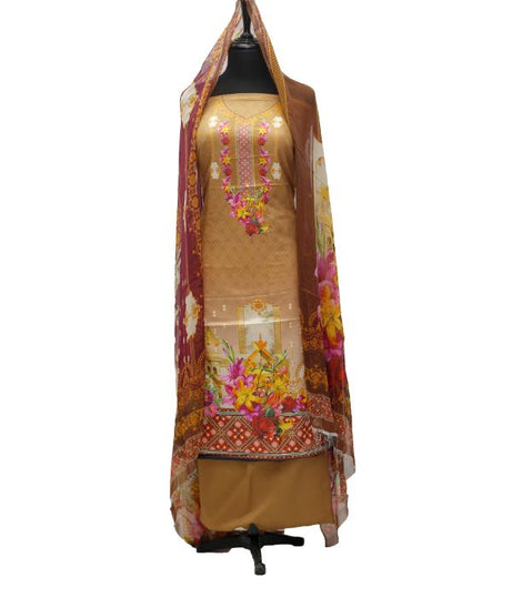 Viscose Print Chiffon Dupatta 3Pcs D#1-07