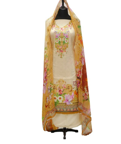 Viscose Print Chiffon Dupatta 3Pcs D#1-09
