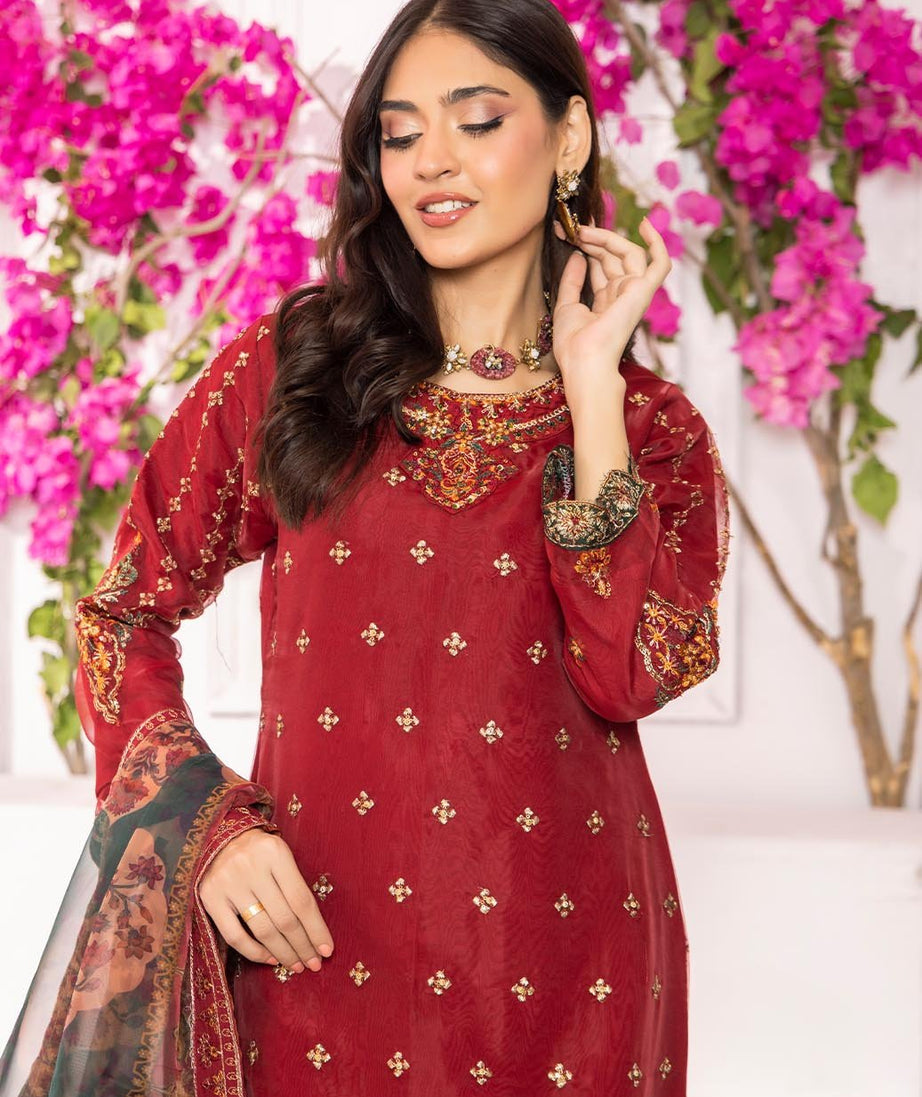 Mi Creation Serene L/Organza`25 D#1 (Maroon)