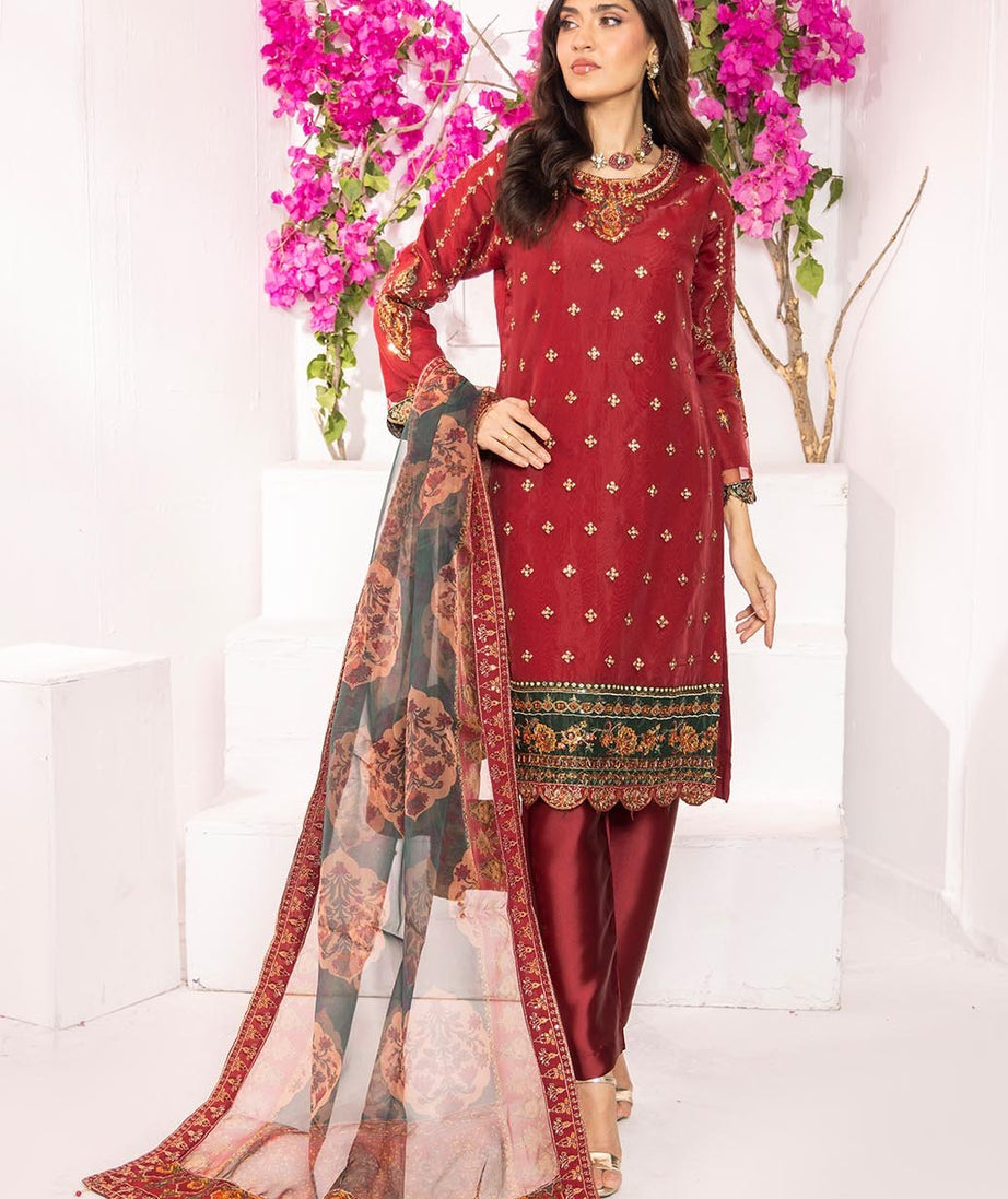 Mi Creation Serene L/Organza`25 D#1 (Maroon)